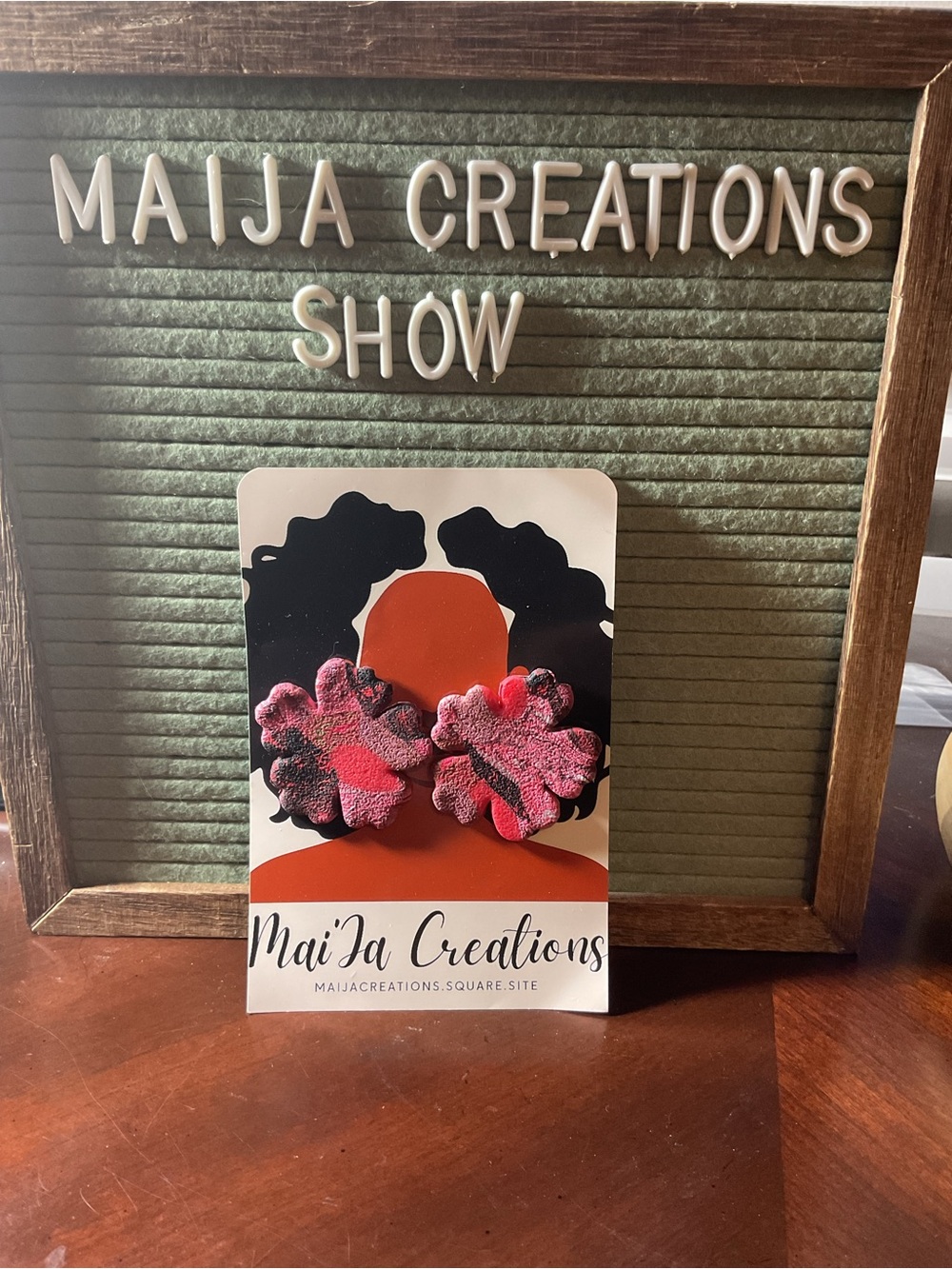 Pink Floral Leather Earrings
